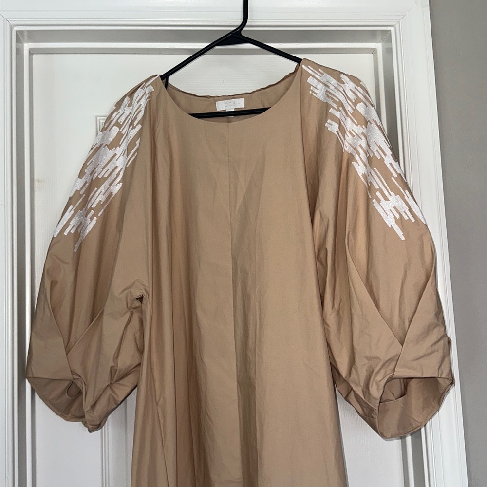 COS Embroidered Puff Sleeve Dress - Picture 3 of 13